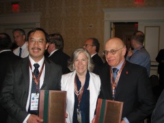 Rosa Gatti (center) with CoSIDA legends Lawrence Fan and Jack Neumann.
